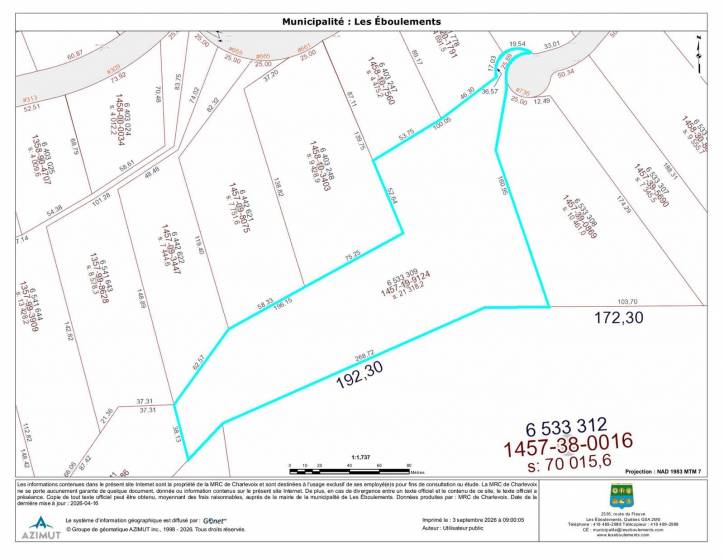 7 - Terrain et terre à vendre, Les Éboulements (Code - eb334, Charlevoix)